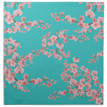 Watercolor Cherry Blossom Cloth Napkins