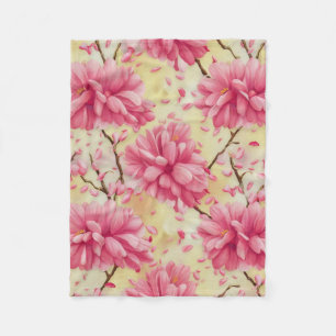"Watercolor Cherry Blossom Floral Pattern" Fleecedecke