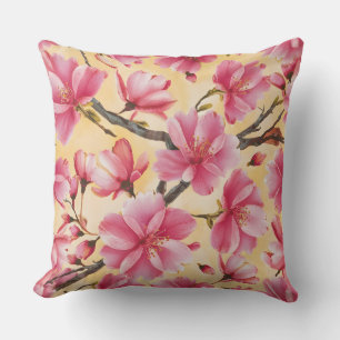 "Watercolor Cherry Blossom Floral Pattern" Kissen