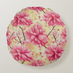 "Watercolor Cherry Blossom Floral Pattern" Rundes Kissen
