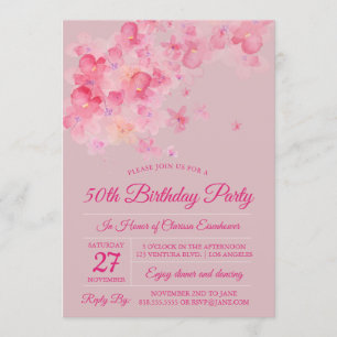 Watercolor Cherry Blossom Geburtstagsparty Einladung