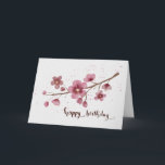 Watercolor Cherry blossom Happy Birthday Karte<br><div class="desc">Watercolor Cherry blossom Floral Happy Birthday Card .</div>