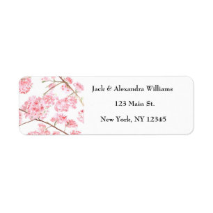 Watercolor Cherry blossom Pink Return Address Lab