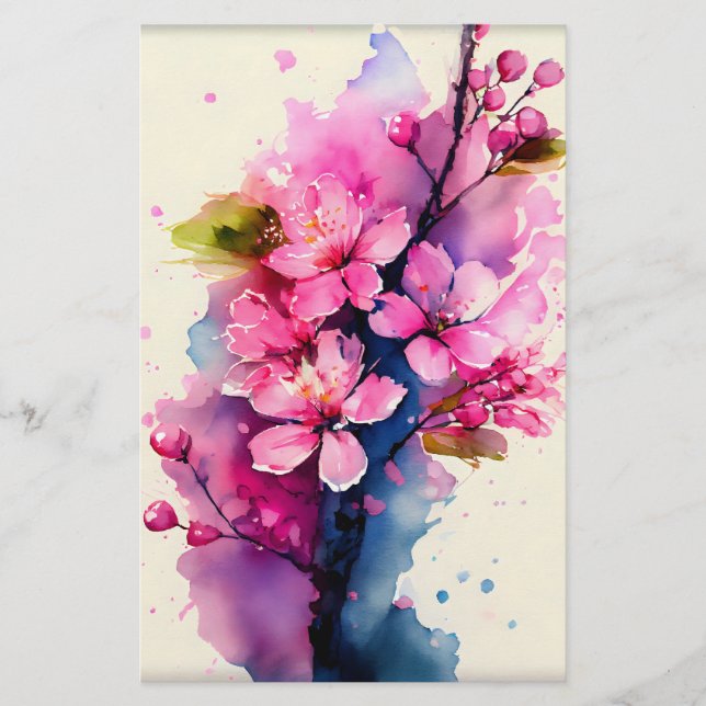 Watercolor Cherry Blossom Seifenspulpapier (Vorderseite)
