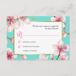 Watercolor Cherry Blossom Wedding RSVP Karte