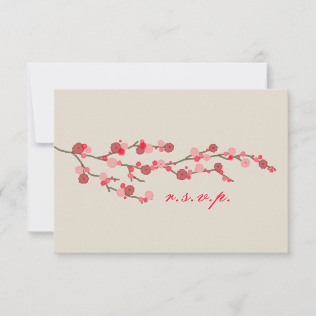 Watercolor Cherry Blossom Wedding RSVP Karte (Vorderseite)
