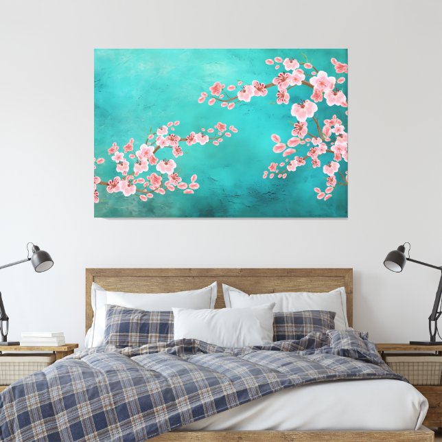 Watercolor Cherry Blossoms Leinwanddruck (Insitu (Schlafzimmer))
