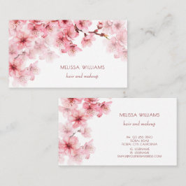 Watercolor Cherry Blossoms Pink Floral Visitenkarte