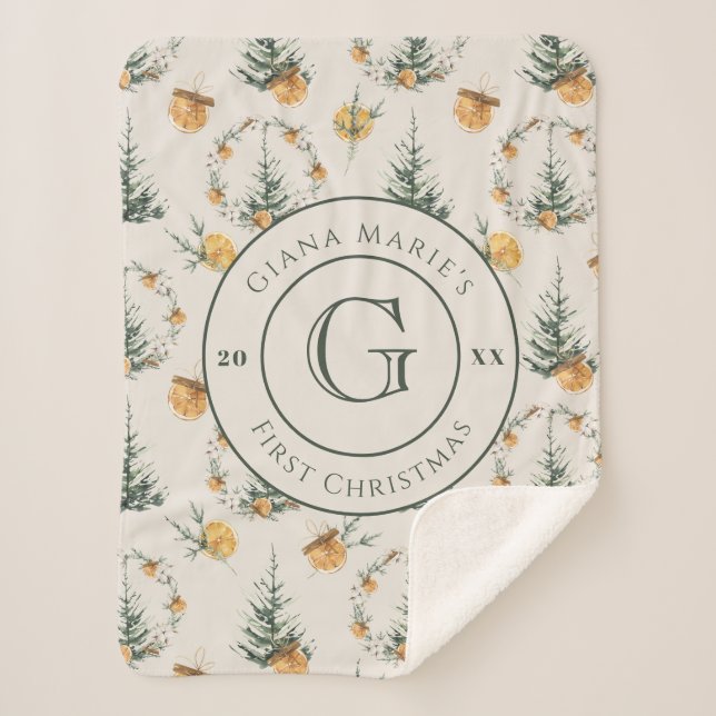 Watercolor Chic Winter "Das erste Weihnachtsfest d Sherpadecke (Vorderseite)