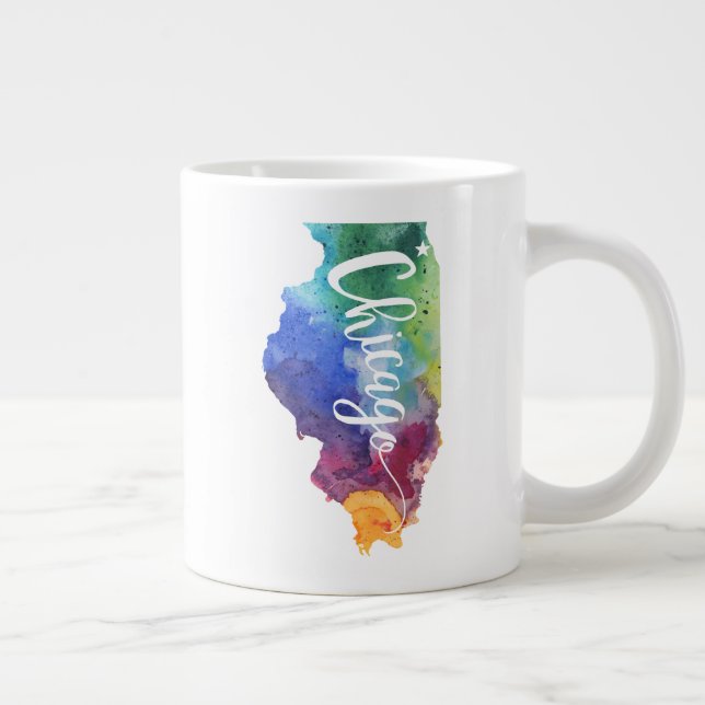 Watercolor Chicago Jumbo-Tasse (Rechts)