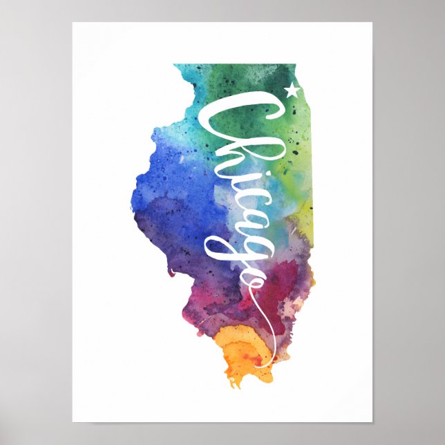 Watercolor Chicago Poster (Vorne)