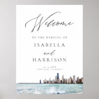Watercolor Chicago Skyline Wedding Welcome