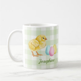 Watercolor Chick And Eggs On Green With Name Kaffeetasse