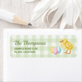 Watercolor Chick And Eggs On Green With Text