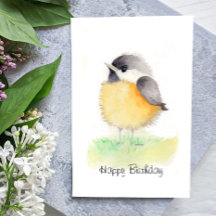 Watercolor Chickadee Geburtstagskarte