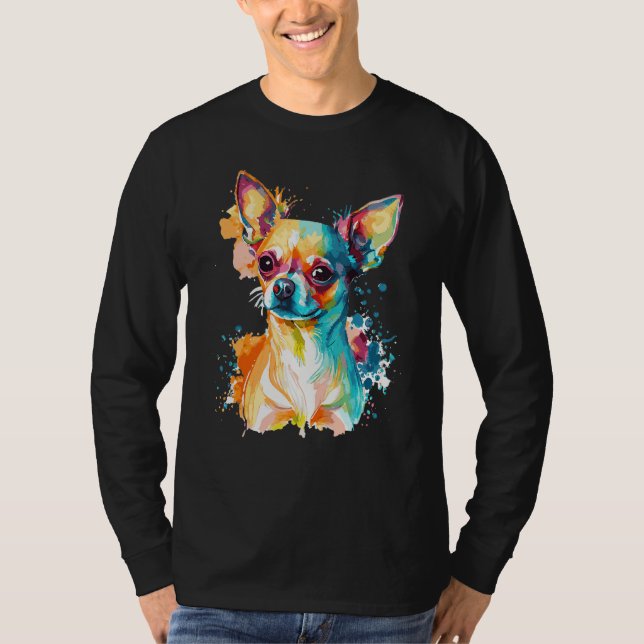 Watercolor Chihuahua Cute Colorful Pet Dog T-Shirt (Vorderseite)