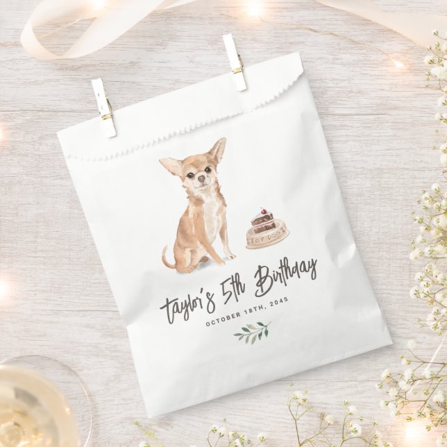 Watercolor Chihuahua Dog Birthday Vielen Dank Geschenktütchen (Ausgeschnitten)