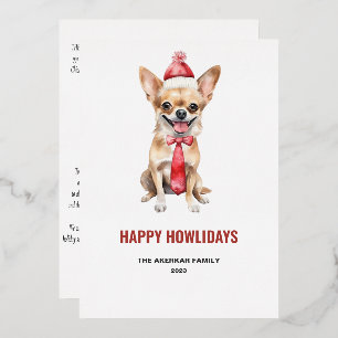 Watercolor Chihuahua Happy Howlidays Folien Feiertagskarte