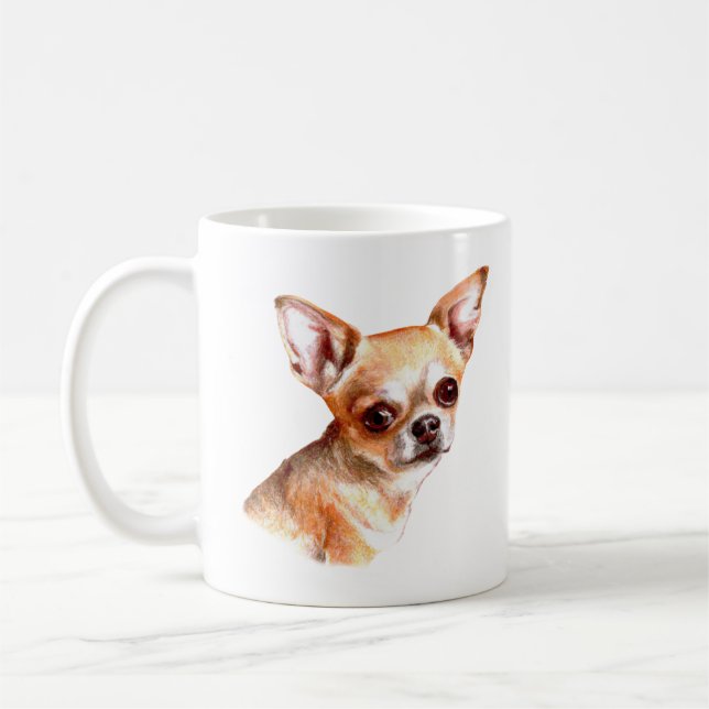 Watercolor Chihuahua Kaffeetasse (Links)