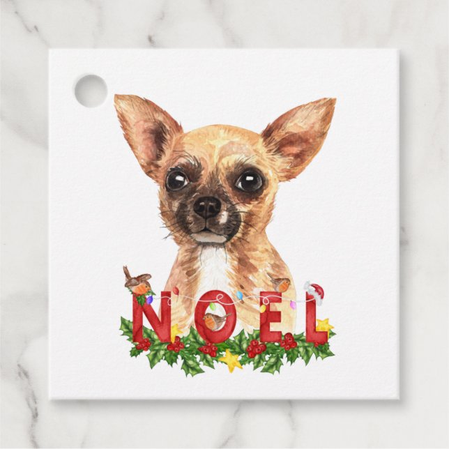Watercolor Chihuahua Weihnachten Weihnachten Geschenkanhänger (Vorderseite)