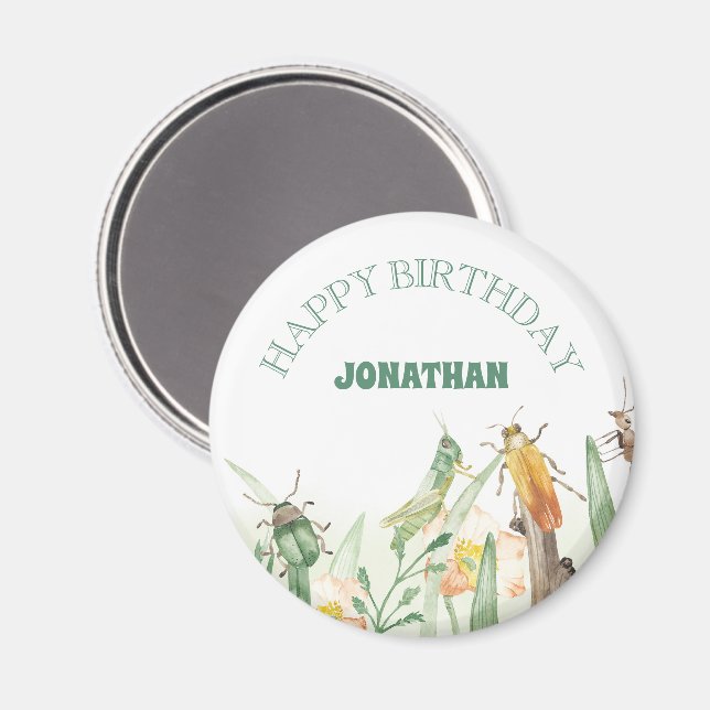 Watercolor Child's Bug Insect Birthday Magnet (Vorderseite/Rückseite)