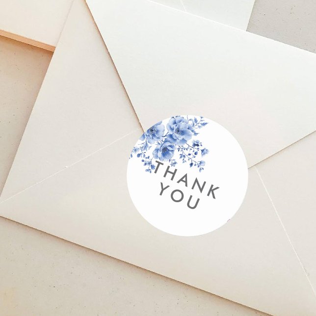 Watercolor Chinoiserie Floral Round Sticker (Von Creator hochgeladen)