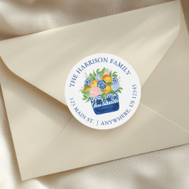 Watercolor Chinoiserie Mandarins Weihnachtsansprac Runder Aufkleber