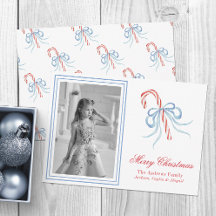 Watercolor Christmas Bow Candy Cane Foto