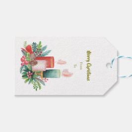 Watercolor Christmas candles Gift Tag Geschenkanhänger