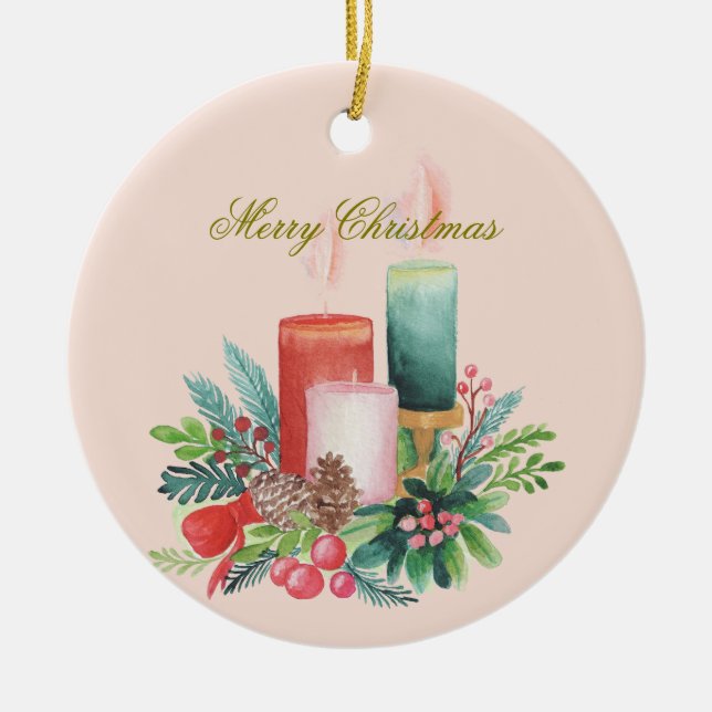 Watercolor Christmas candles Keepsake Ornament (Vorne)