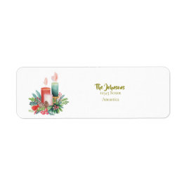 Watercolor Christmas candles Return address label
