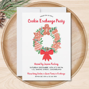 Watercolor Christmas Cookie Exchange Party Einladung