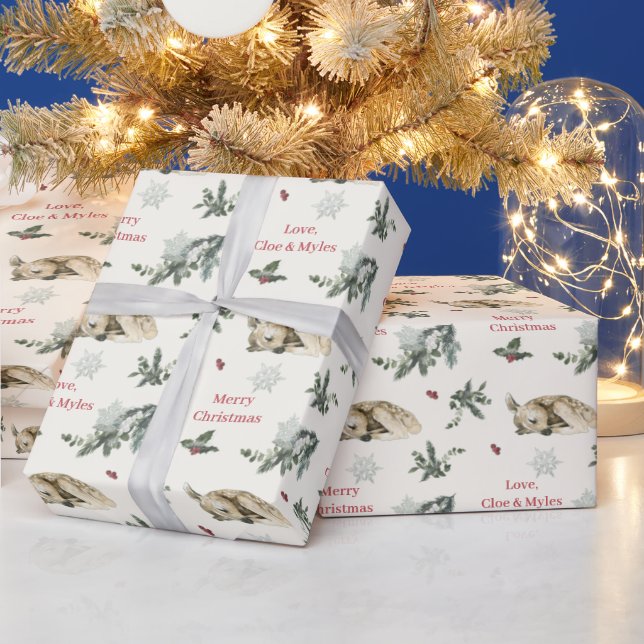 Watercolor Christmas Elegant Wrapping Paper Geschenkpapier (Feiertage)