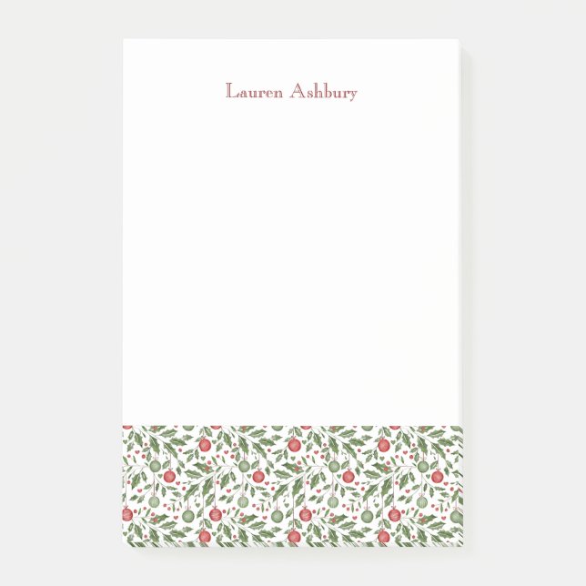 Watercolor Christmas Foliage Post-It Notes Klebezettel (Vorderseite)