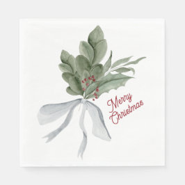 Watercolor Christmas Foliage Serviette