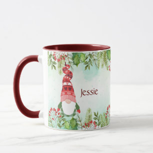 Watercolor Christmas Gnome Individuelle Name Tasse