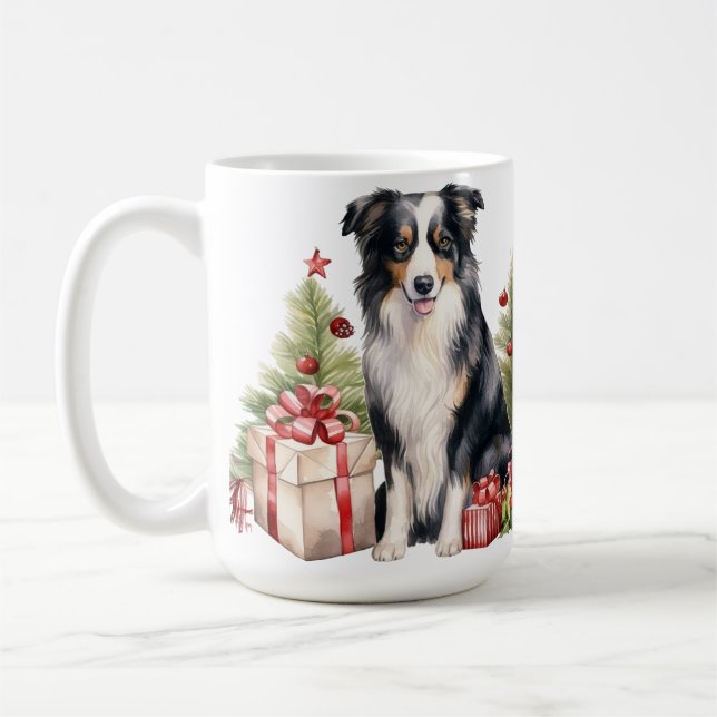 WATERCOLOR CHRISTMAS GRENZE COLLIE HUND KAFFEETASSE (Links)
