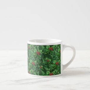Watercolor Christmas Holly Berries Espressotasse