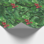Watercolor Christmas Holly Berries Geschenkpapier<br><div class="desc">Watercolor Christmas Holly Berries</div>
