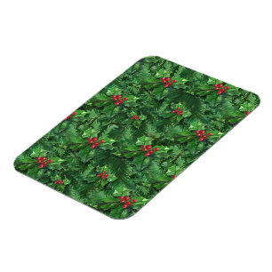 Watercolor Christmas Holly Berries Magnet