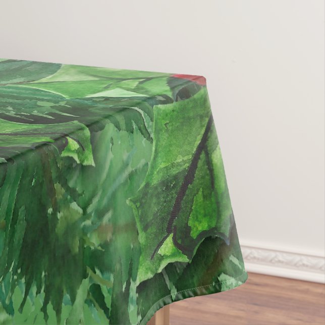 Watercolor Christmas Holly Berries Tischdecke (Beispiel)