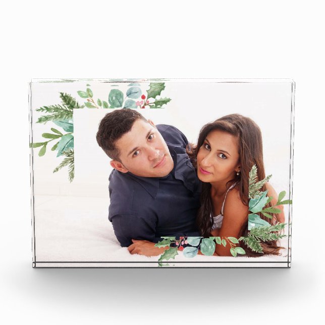 Watercolor Christmas Holly Jolly Couple Foto (Vorderseite)