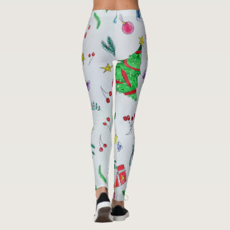 Watercolor Christmas Pattern Women's Leggings