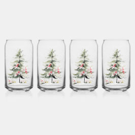 Watercolor Christmas Pine Trees Dosenglas