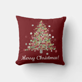 Watercolor Christmas Polka Dot Tree Kissen
