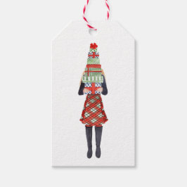 Watercolor Christmas Shopping Fashion Girl Geschenkanhänger