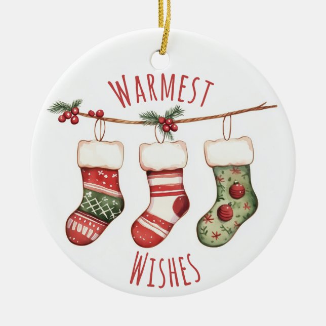 Watercolor Christmas Stockings Ornament (Vorne)