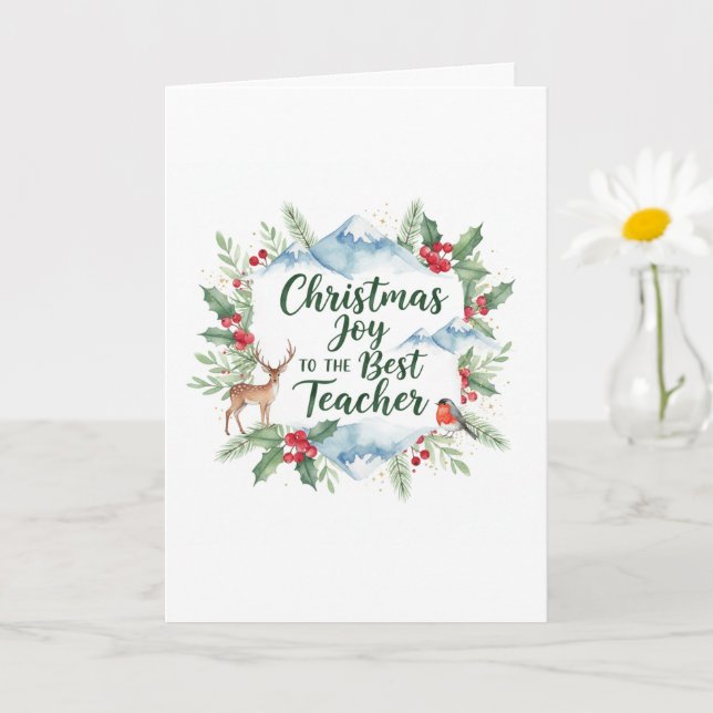Watercolor Christmas Teacher Card – Festive Winter Karte (Kleine Pflanze)