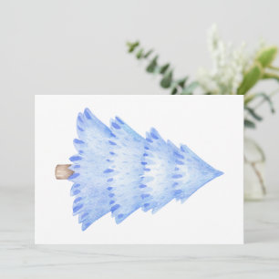 Watercolor Christmas Tree Blue Winter Einladung