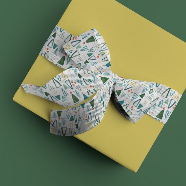 Watercolor Christmas Tree Christmas Satinband (Watercolor Christmas trees festive holiday ribbon.)